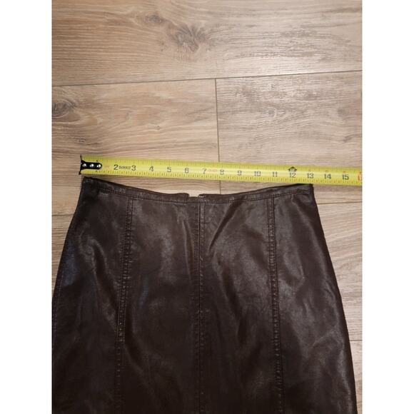 Free People Mini Skirt Vegan Leather Chocolate Brown Boho Rock X-Small 26" Waist - Picture 7 of 12